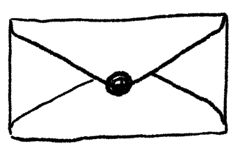 An envelope held closed by a wax seal.