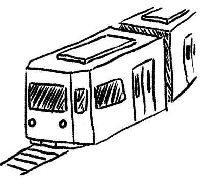 A small passenger train traveling down some train tracks.